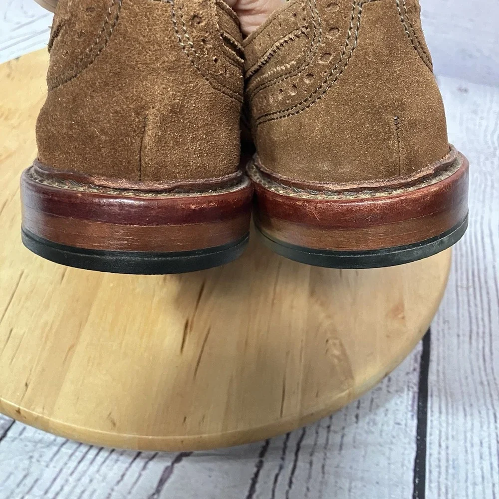 Allen Edmonds Brown Suede Wingtip Oxfords Men's 13 D Leather‎ Sole Dress Shoes